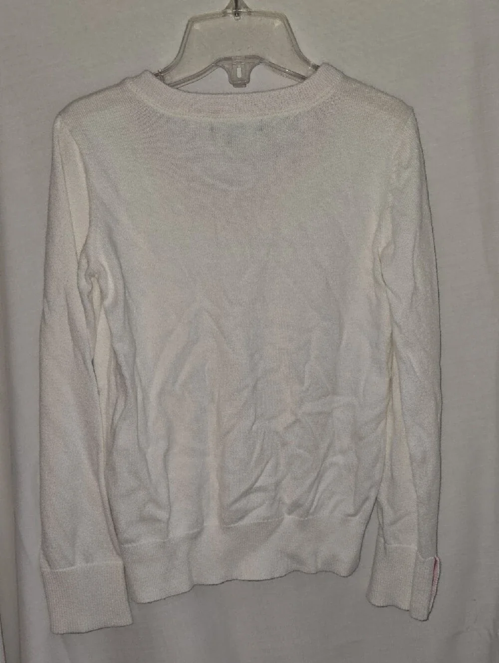 GAP Cream White V-Neck Sweater with Pink Trim